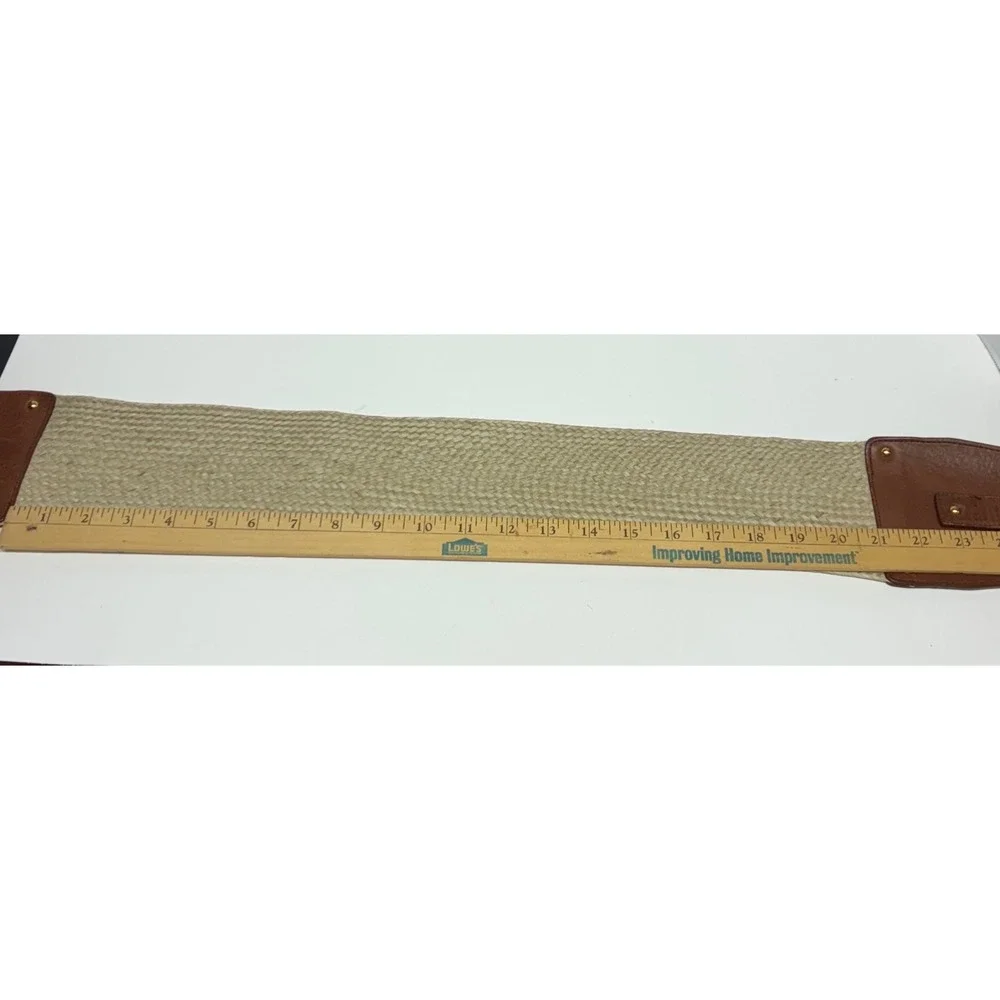 Antonio Melani Wide Waist Cincher Belt Womens M Brown Leather Woven Raffia Straw